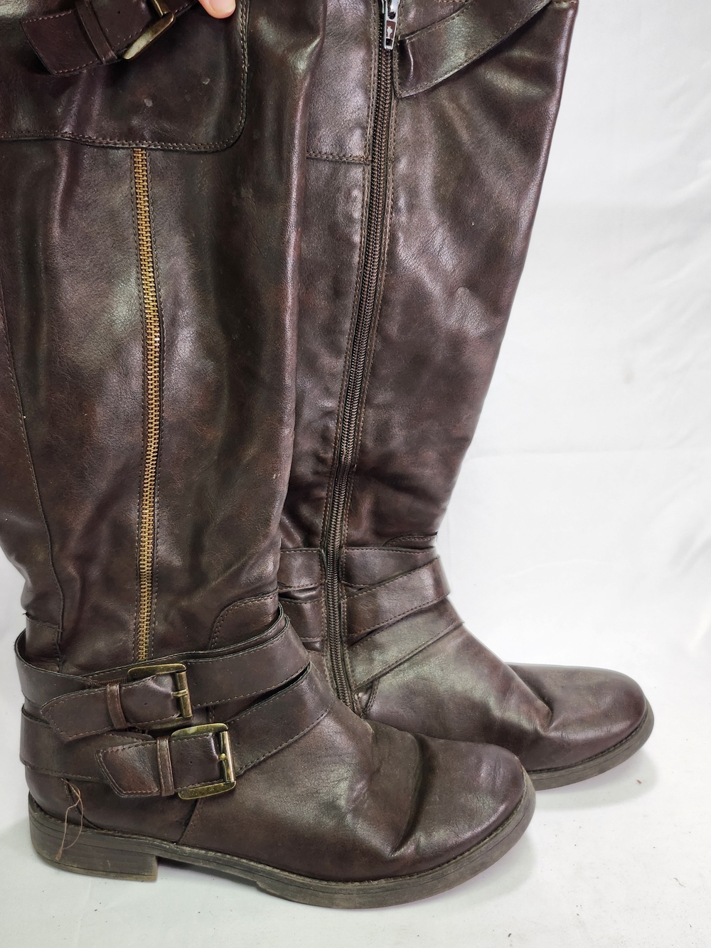 Relativity Dark Brown Leather Mid-Calf Heeled Riding Boots